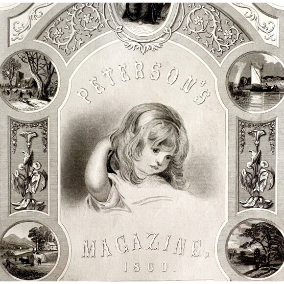 1860 Original Peterson Magazine Frontispiece Engraving Victorian Art DWY5G - Picture 1 of 2